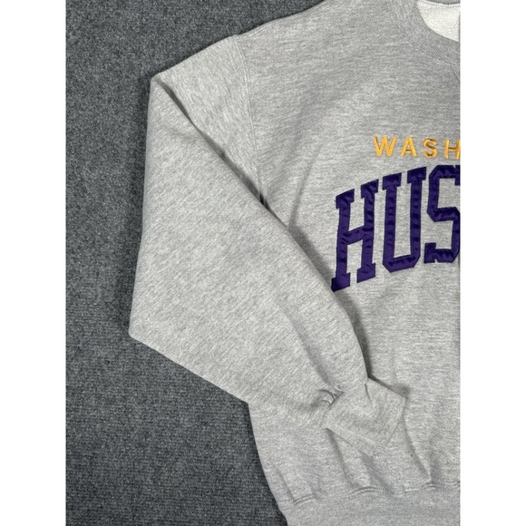 Vintage Russell Washington Huskies Sweatshirt Mens Medium Gray Crewneck Y2K 00s - Picture 3 of 13